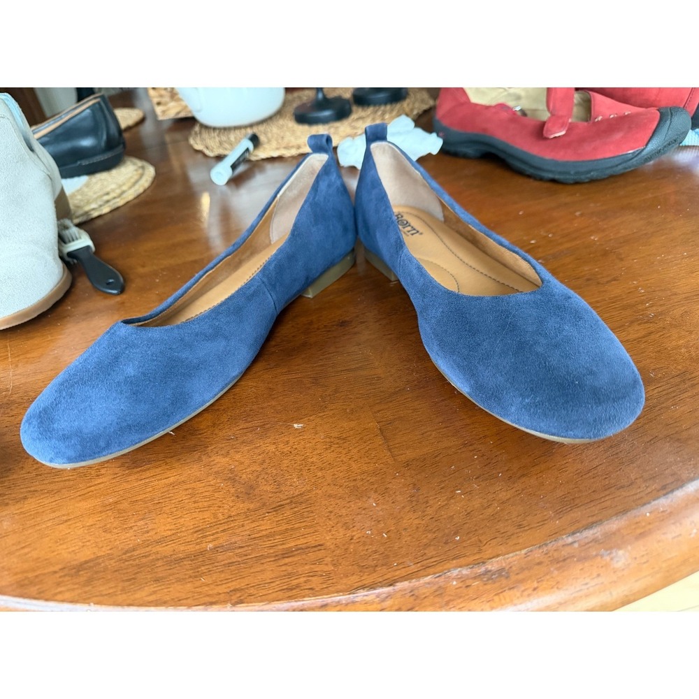 Born Julianne Navy Blue Suede Ballet Flats Round Toe Slip On Shoes comfort - Picture 9 of 9